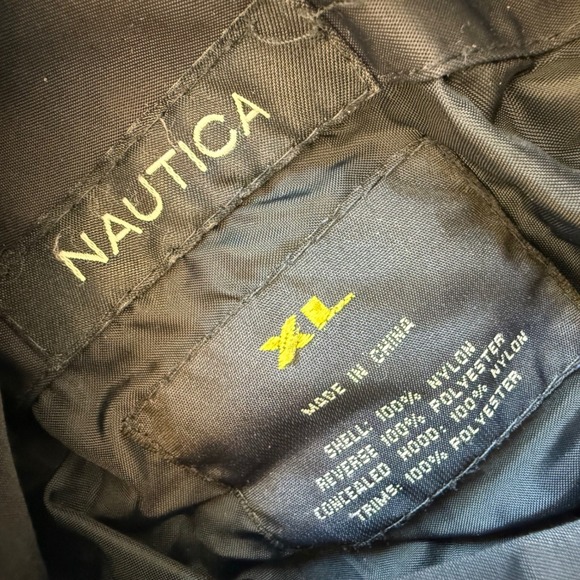 Vtg 90s Nautica Mens XL Navy Blue Fleece Lined Jacket Concealed Hood Reversible - Picture 6 of 8